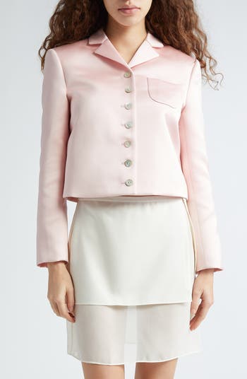 Sandy Liang Charm Satin Crop Jacket | Nordstrom