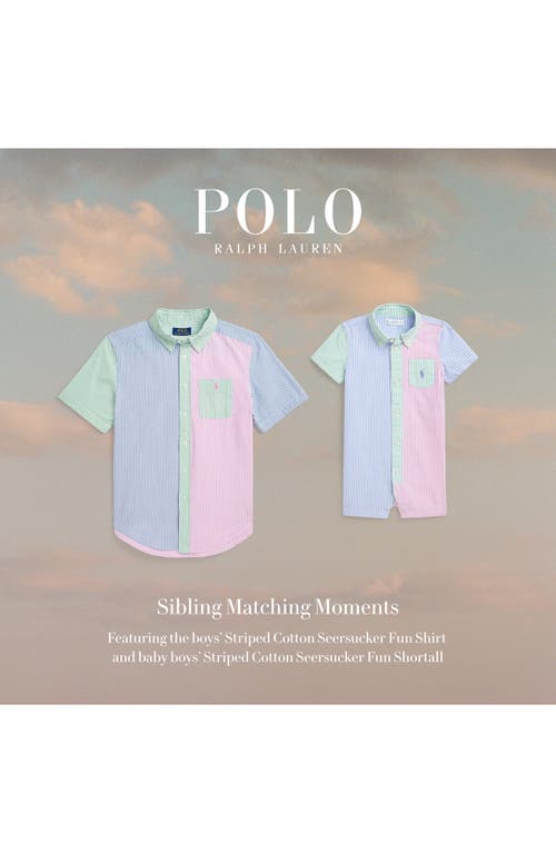 Ralph Lauren Kids' Mismatched Stripe Short Sleeve Seersucker Button-down Shirt In Multi