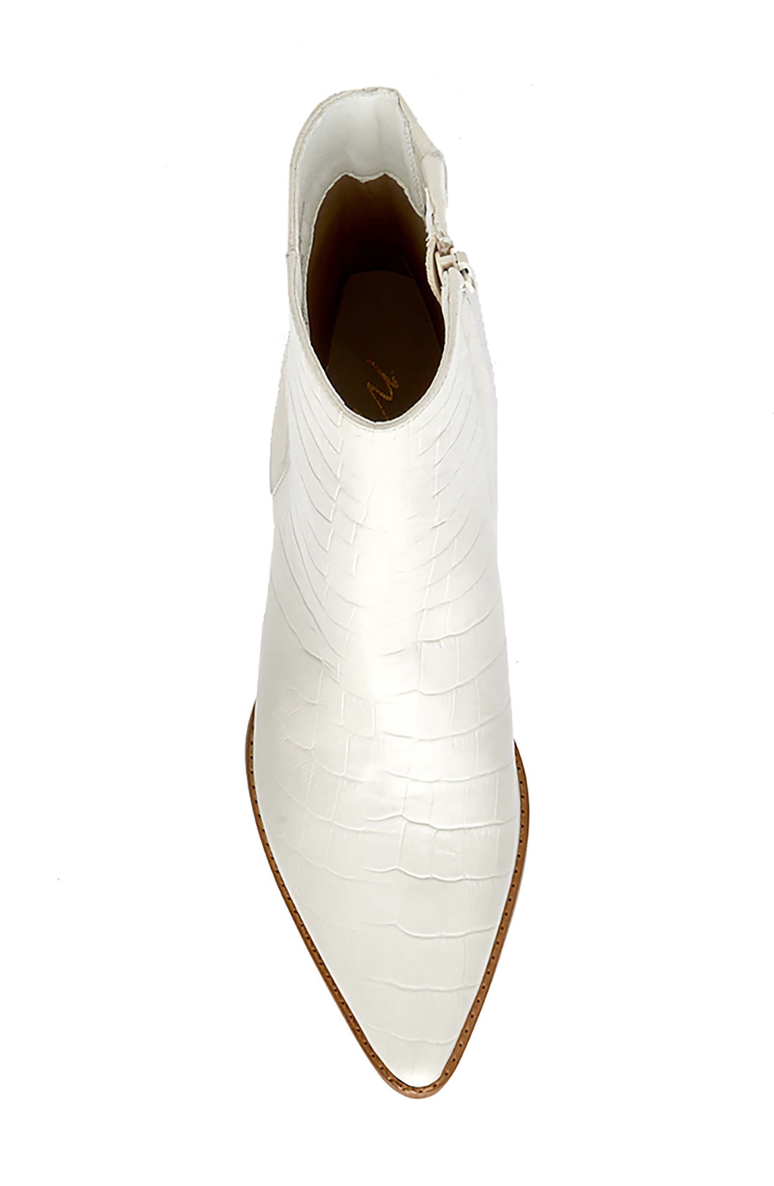 Caty Western Pointed Toe Bootie, Alternate, color, BONE CROC LEATHER