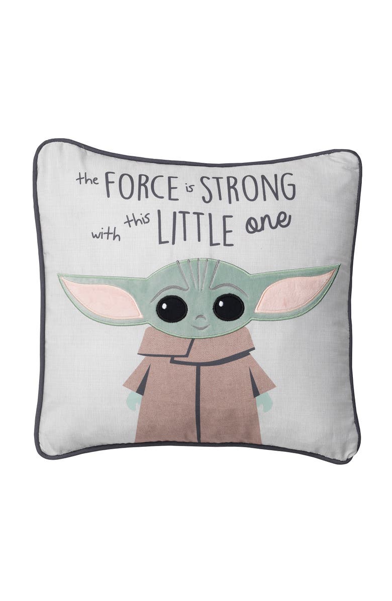 Lambs & Ivy Star Wars The Child/Baby Yoda Decorative Nursery Throw Pillow, Main, color, Gray
