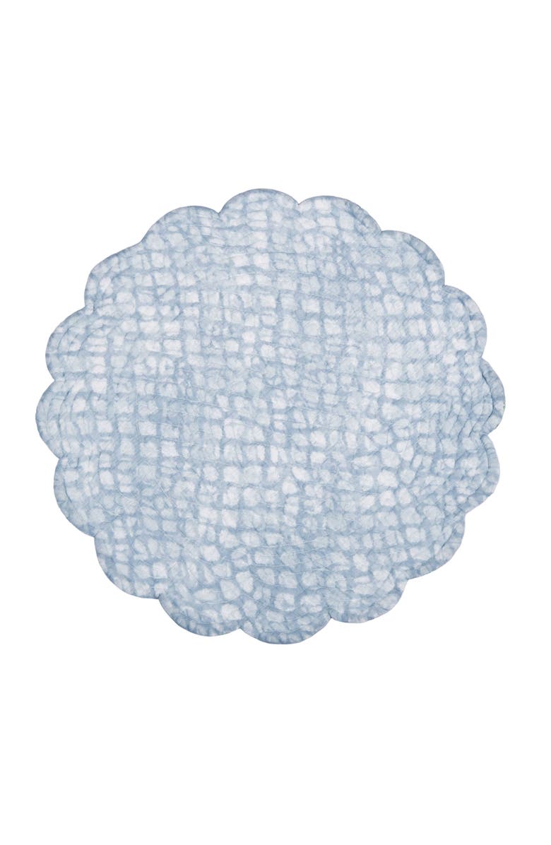 C&F Home Shoreline Waters Scalloped Round Placemats Set of 6 Nautical Design Coral, 17", Alternate, color, Blue