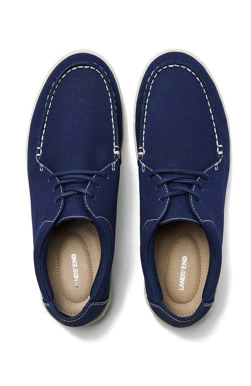 Lands' End Moc Toe Canvas Lace Up Sneakers In Deep Sea Navy