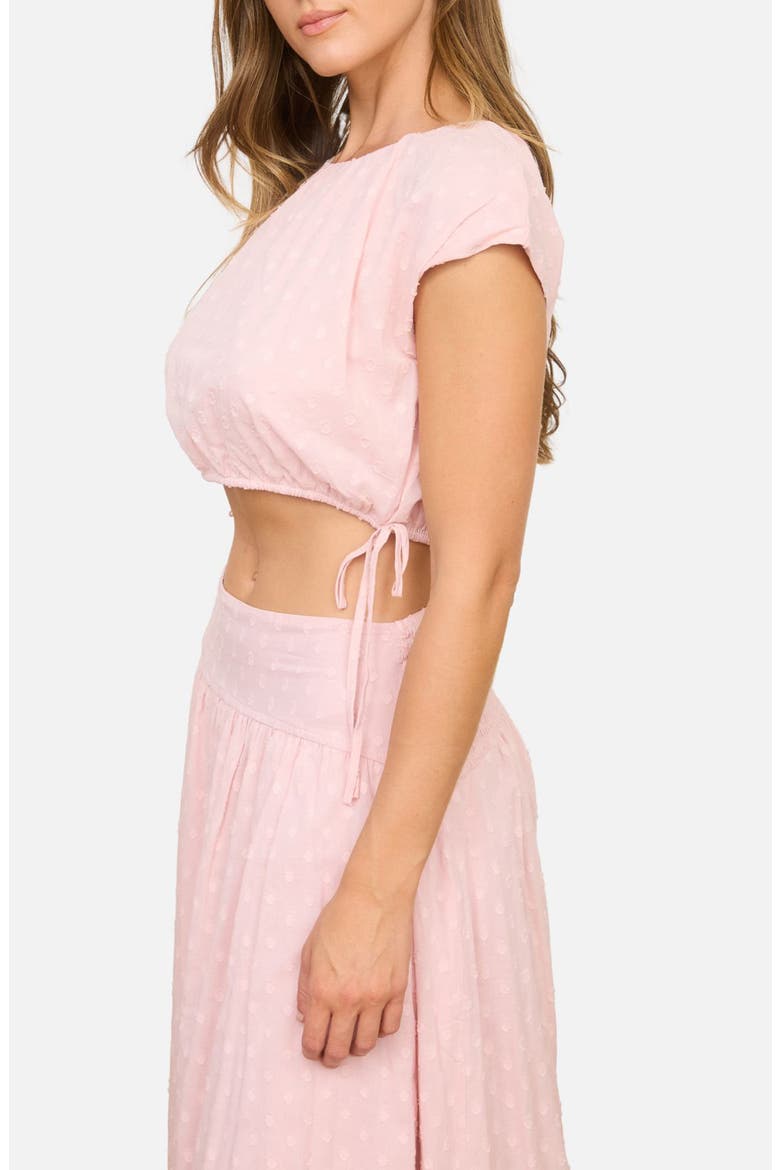 Side Tie Swiss Dot Crop Top, Alternate, color, PINK