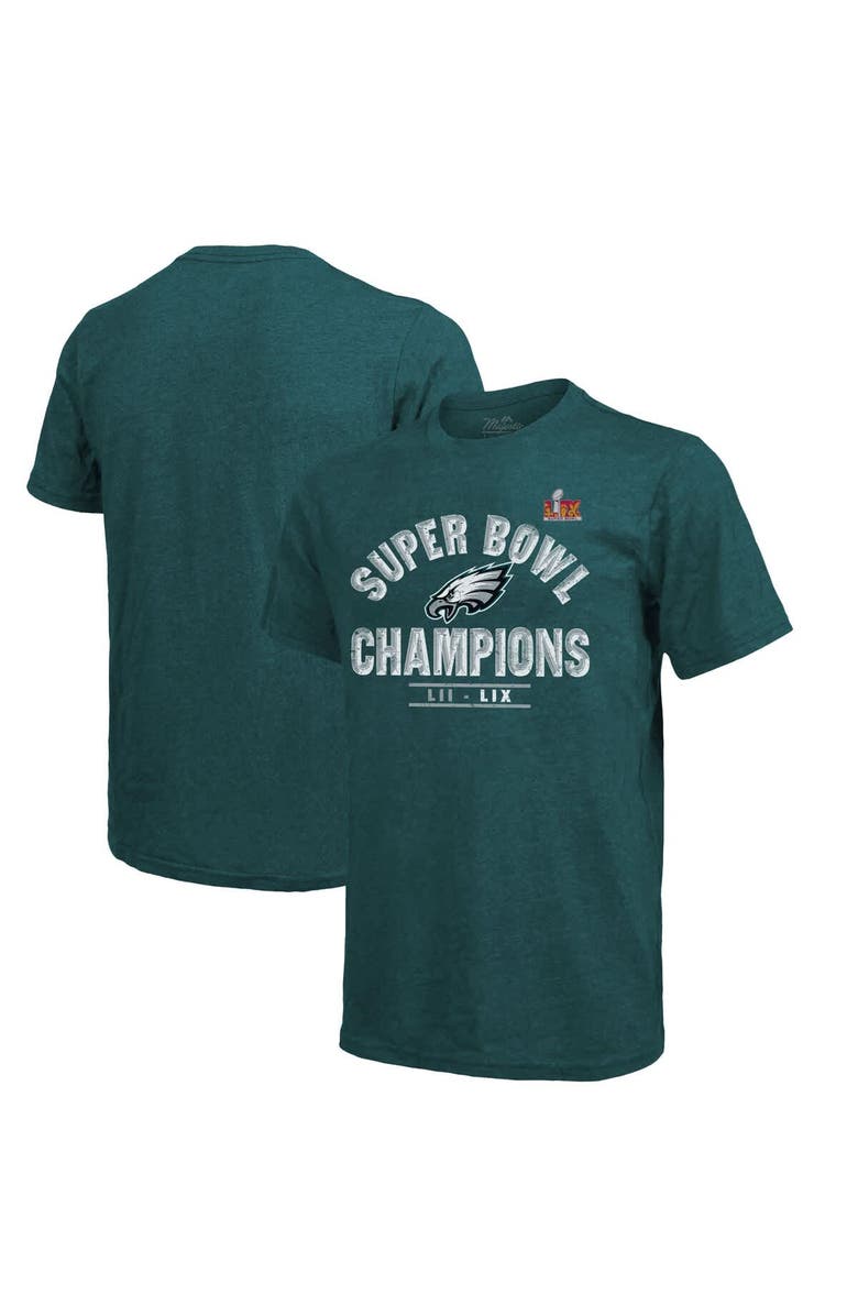 Majestic Threads Men's Majestic Threads Midnight Green Philadelphia Eagles Super Bowl LIX Champions Tri-Blend T-Shirt, Main, color, 