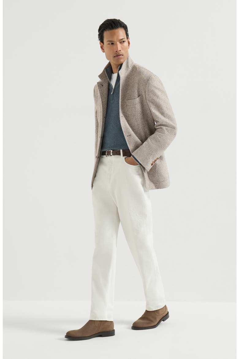 Cashmere sweater with half zip, Alternate, color, Cerulean