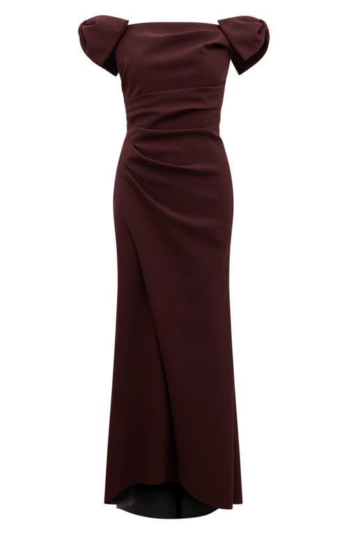 Ever New Kalee Bow Trim Off The Shoulder Gown In Black