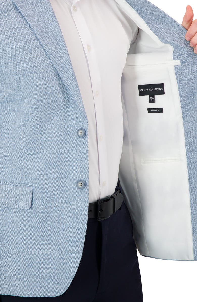 Report Collection Herringbone Cotton Blend Sport Coat, Alternate, color, Light Blue