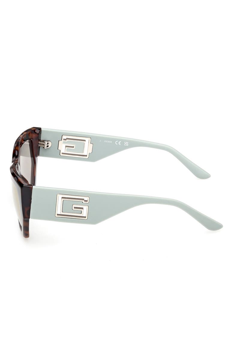 GUESS Geometric Sunglasses, Alternate, color, Havana/ Other / Green Mirror