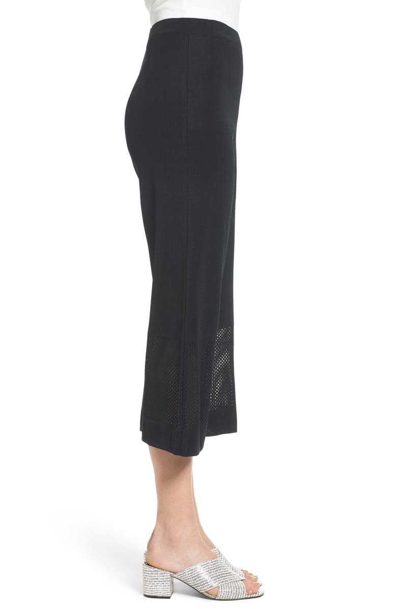 Ming Wang Mesh Inset Crop Pants, Alternate, color, Black