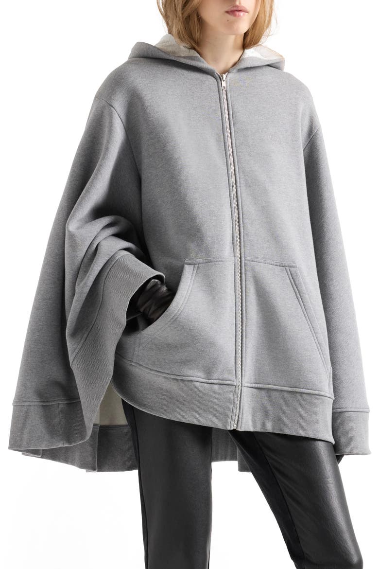 Oversized Full Zip Hoodie, Alternate, color, COTTON ASH