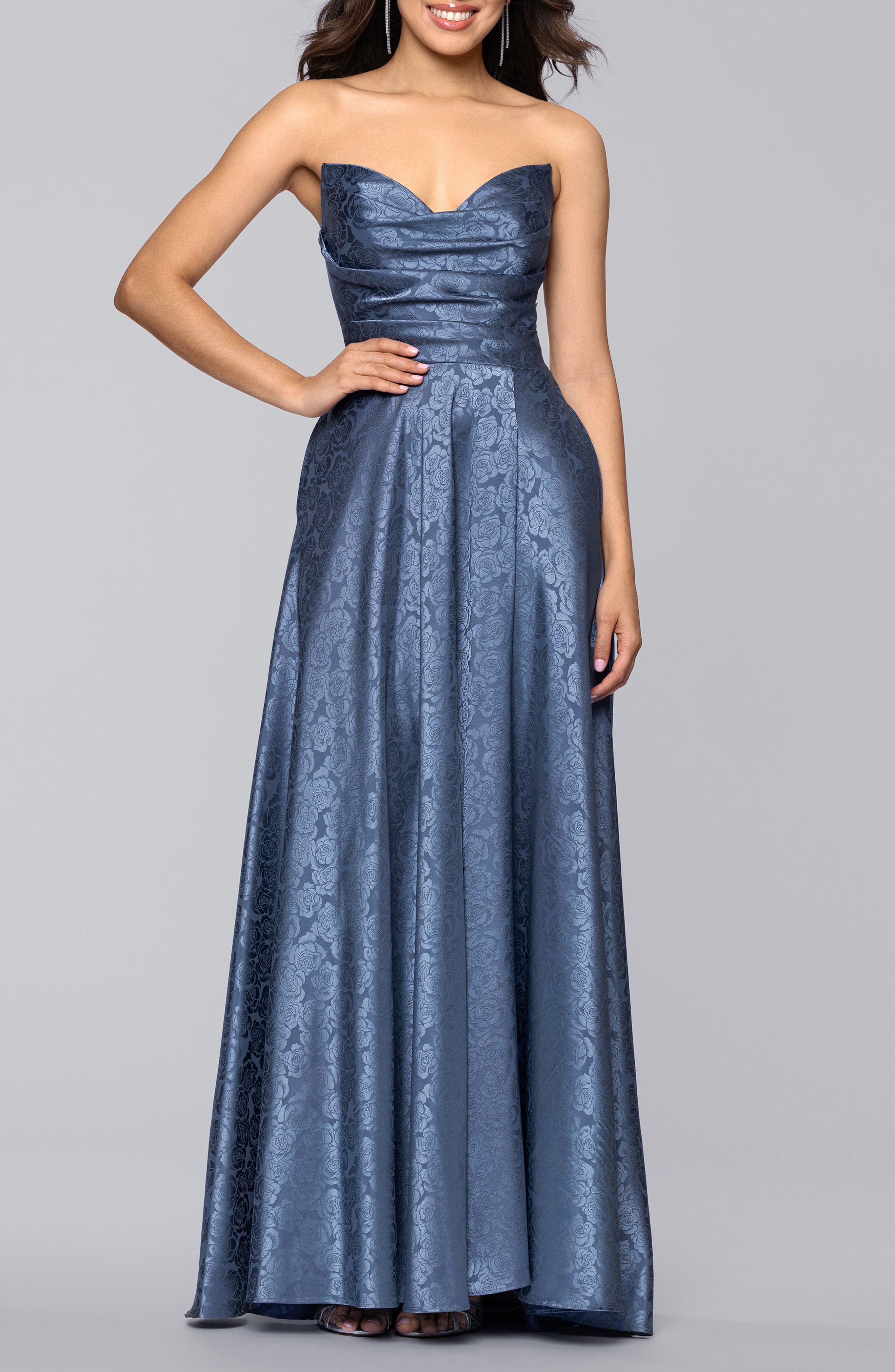 Jaquard Strapless Gown - image 3