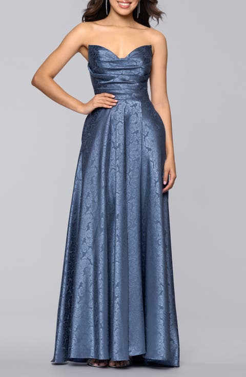 Jaquard Strapless Gown