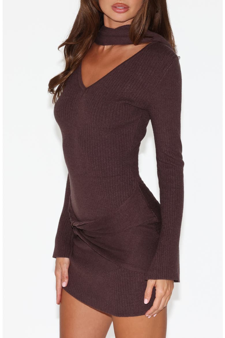 Renner Long Sleeve Sweater Minidress & Scarf Set, Alternate, color, CHOCOLATE BROWN