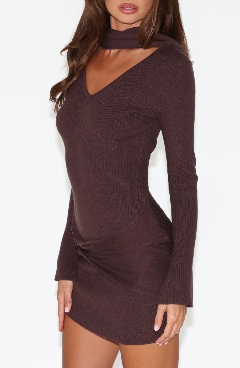 Tiger Mist Renner Long Sleeve Sweater Minidress & Scarf Set, Alternate, color, Chocolate Brown