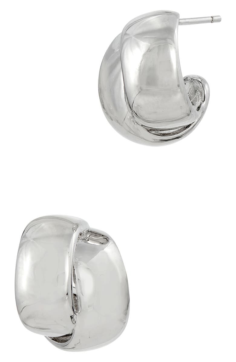 SAVVY CIE JEWELS Chubby Crossover Huggie Hoop Earrings, Main, color, White