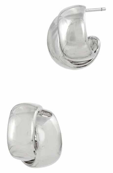 SAVVY CIE JEWELS Chubby Crossover Huggie Hoop Earrings