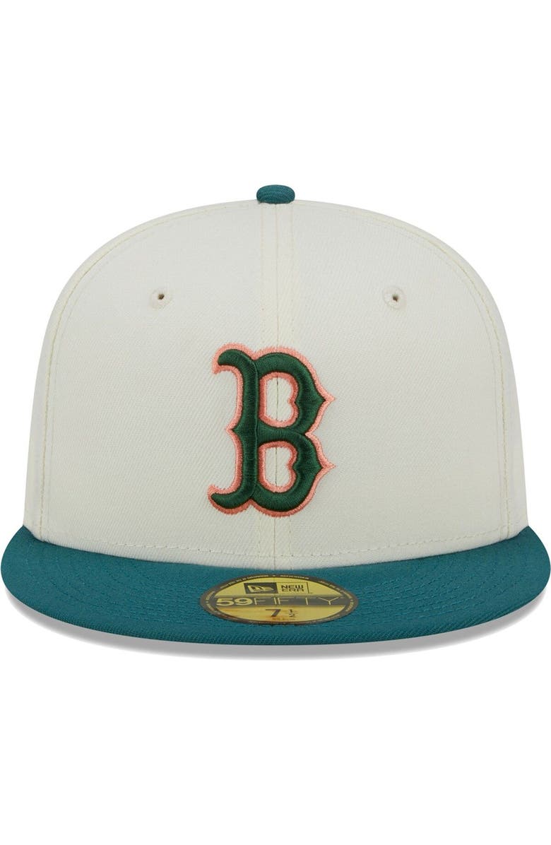 New Era Men's New Era Cream Boston Red Sox Chrome Evergreen 59FIFTY Fitted Hat, Alternate, color, 