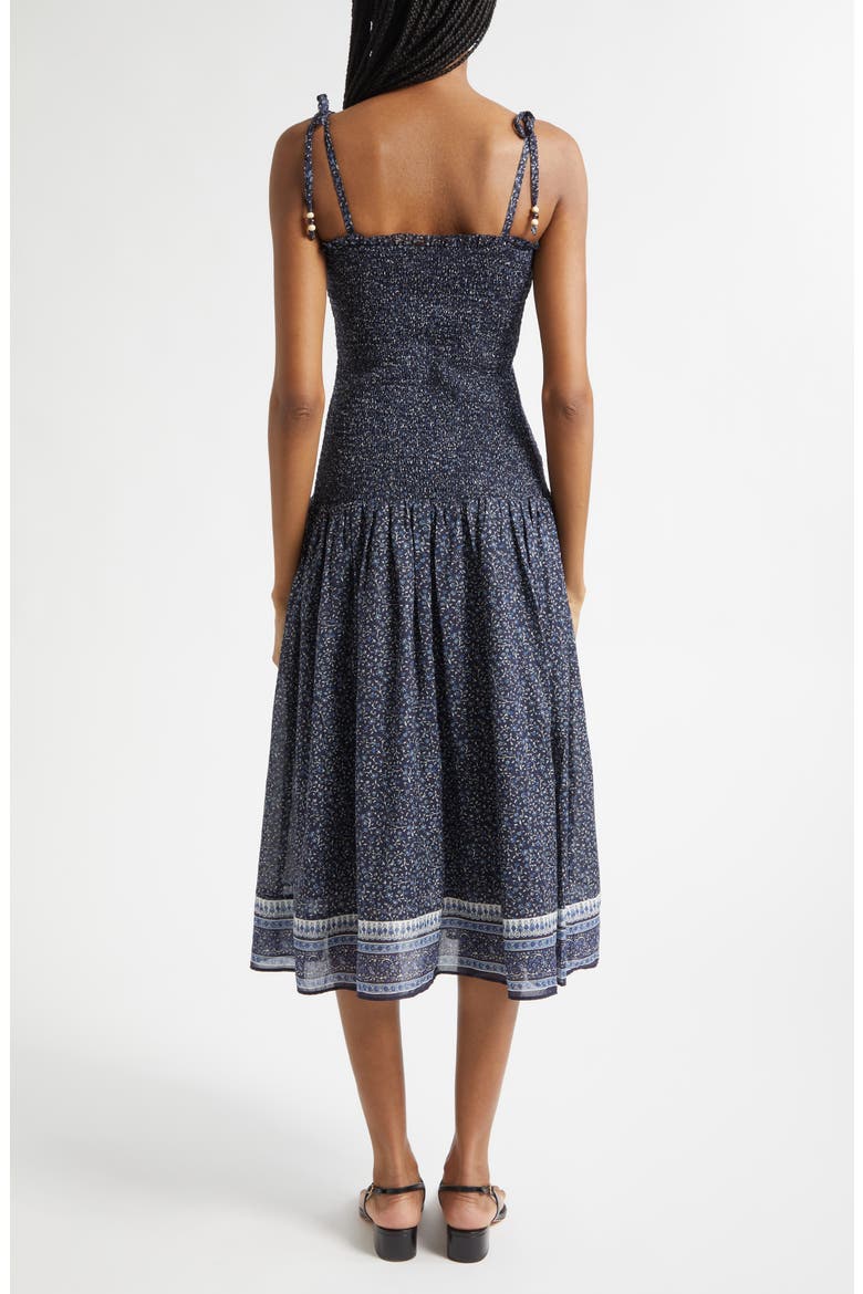 Mariette Smocked Drop Waist Cotton Blend Sundress, Alternate, color, NAVY MULTI