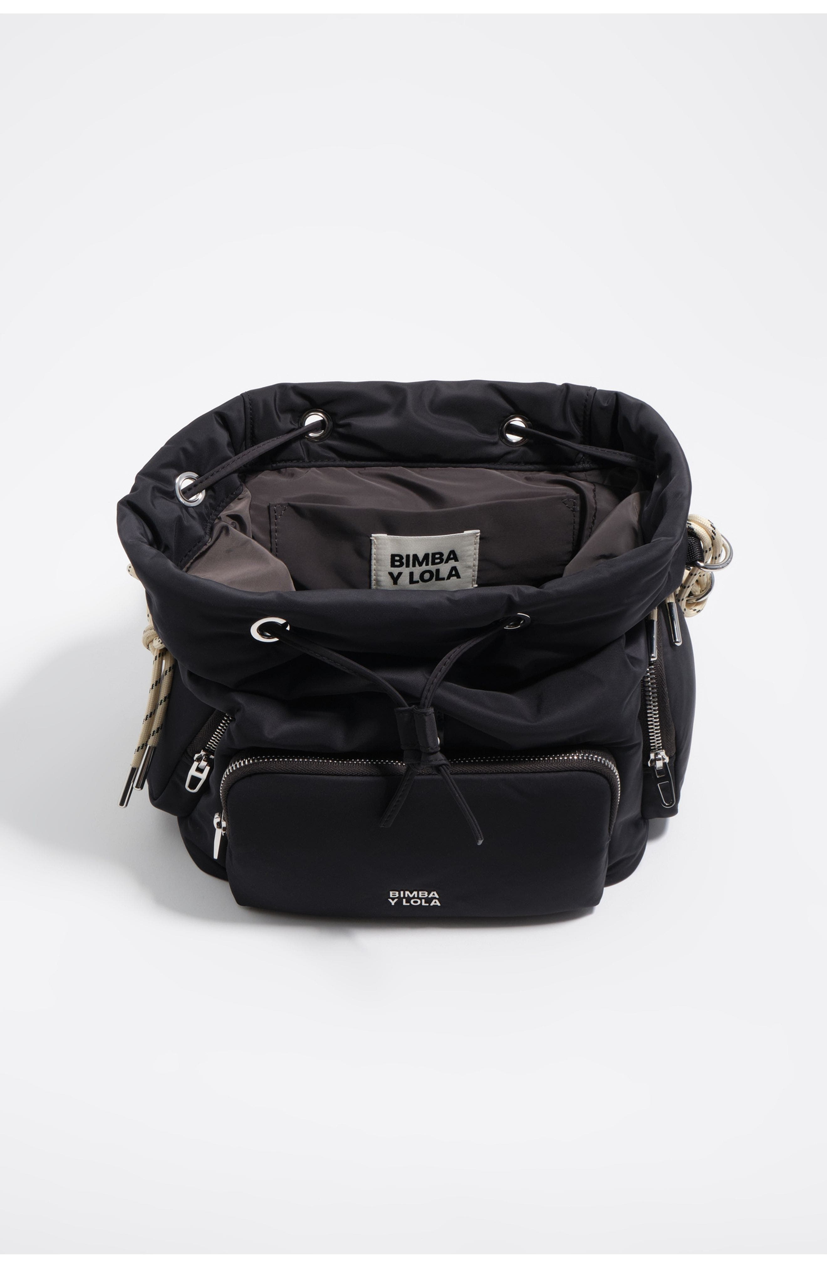 Bimba y Lola Dark anthracite nylon Pocket backpack, Alternate, color, Dark Anthracite
