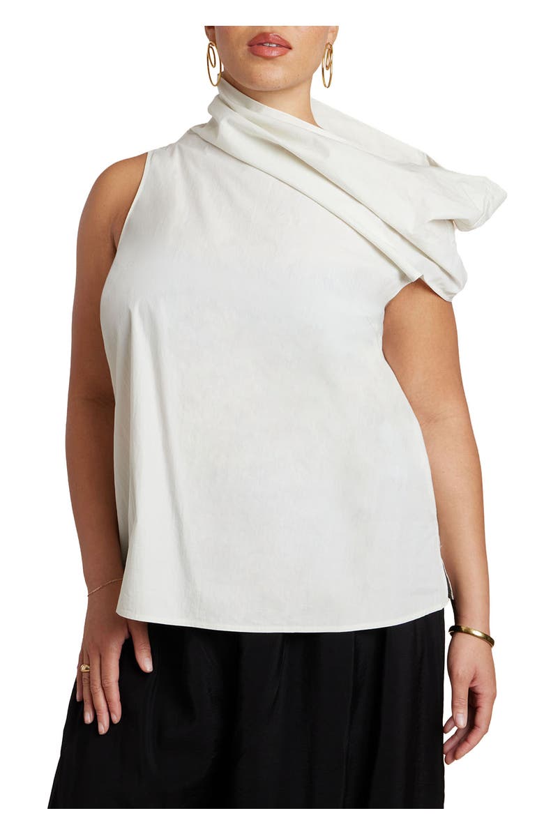ELOQUII Draped Neck Sleeveless Top, Main, color, Dew