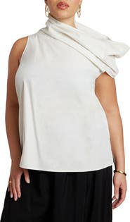 ELOQUII Draped Neck Sleeveless Top