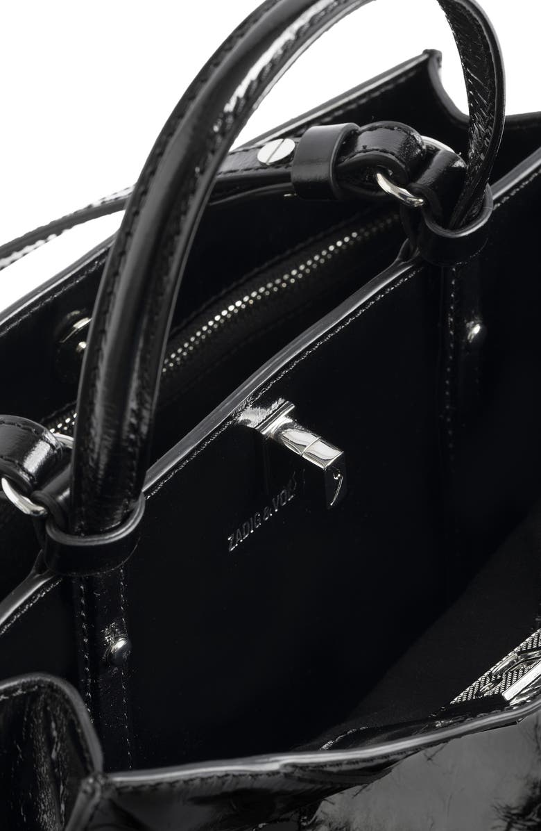 Zadig & Voltaire Jack Patent Leather Shoulder Bag, Alternate, color, Black