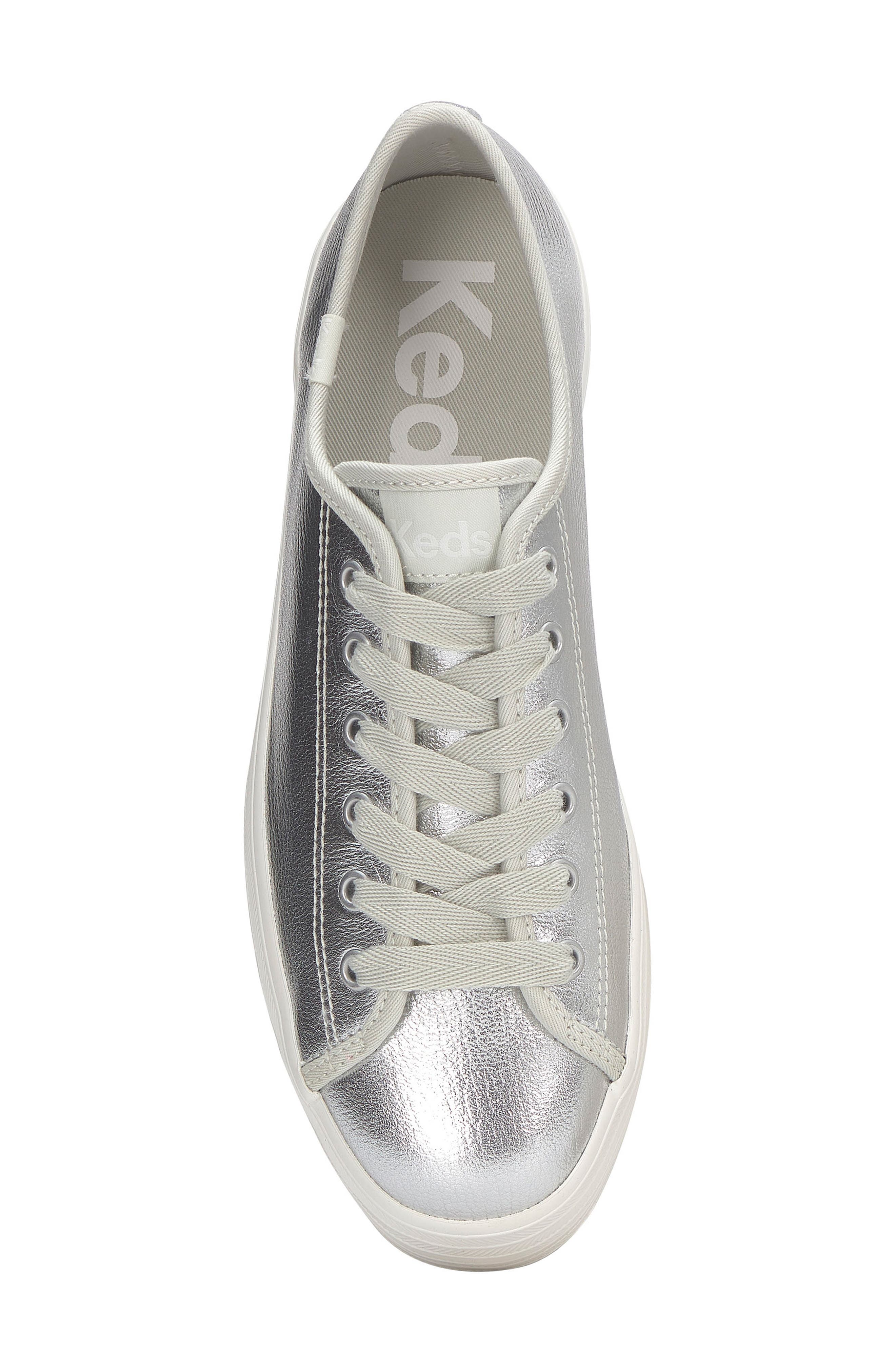 Trip Up Leather Platform Sneaker, Alternate, color, SILVER