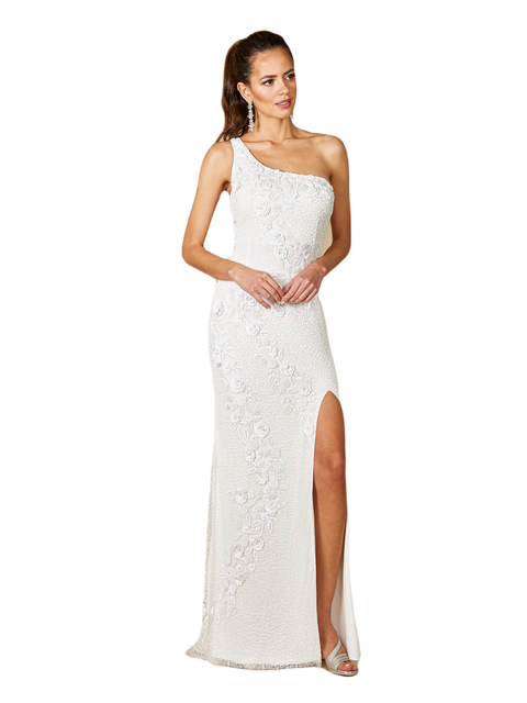 Fleur One Shoulder Floral Beaded Wedding Gown