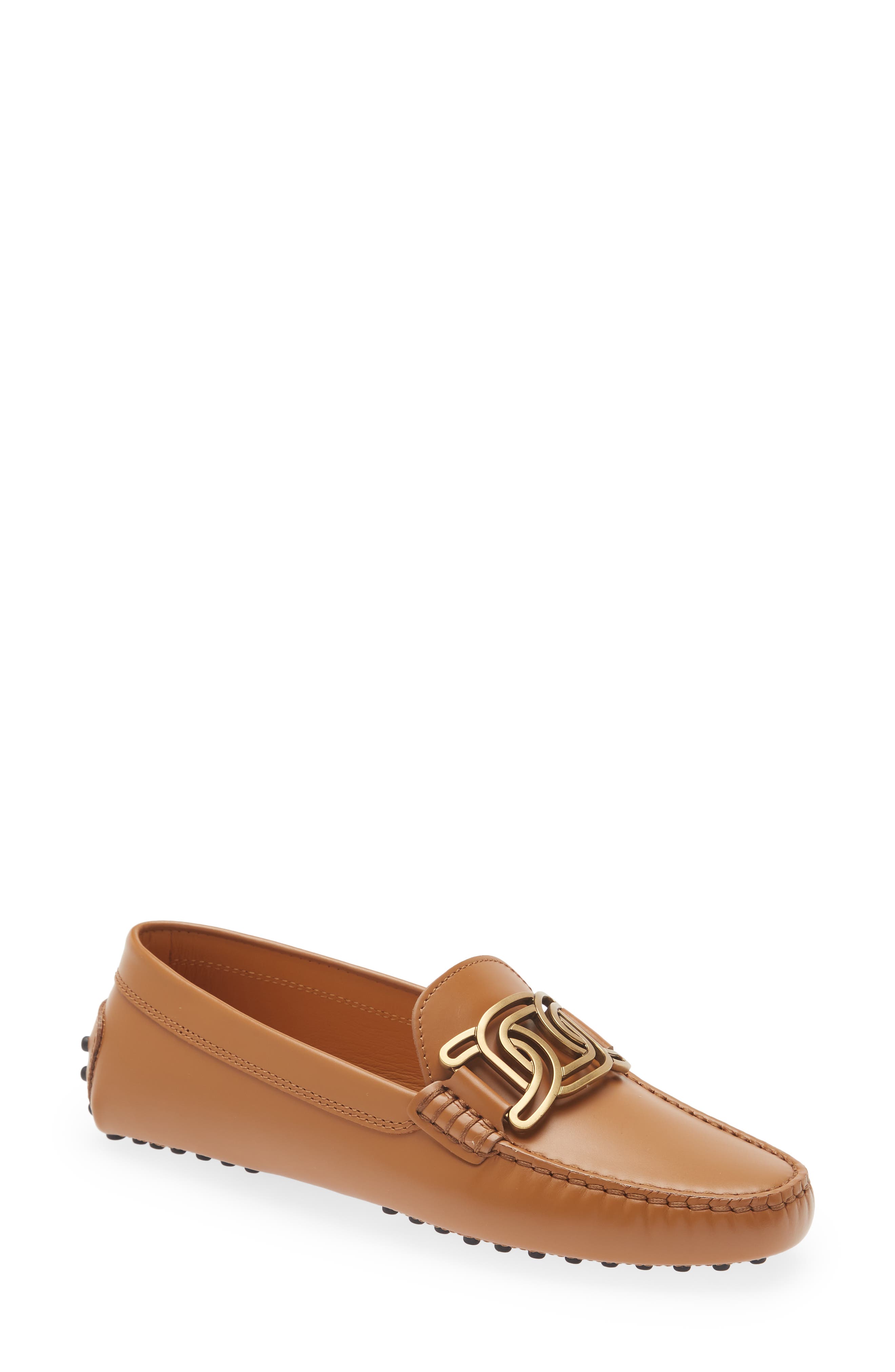Tod's Gommini Catena Forata Chain Buckle Driving Shoe, Main, color, Kenia Scuro