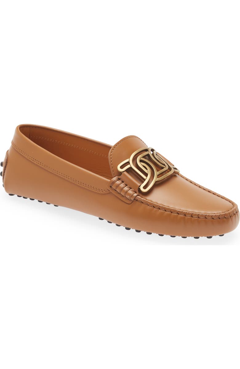 Tod's Gommini Catena Forata Chain Buckle Driving Shoe, Main, color, Kenia Scuro