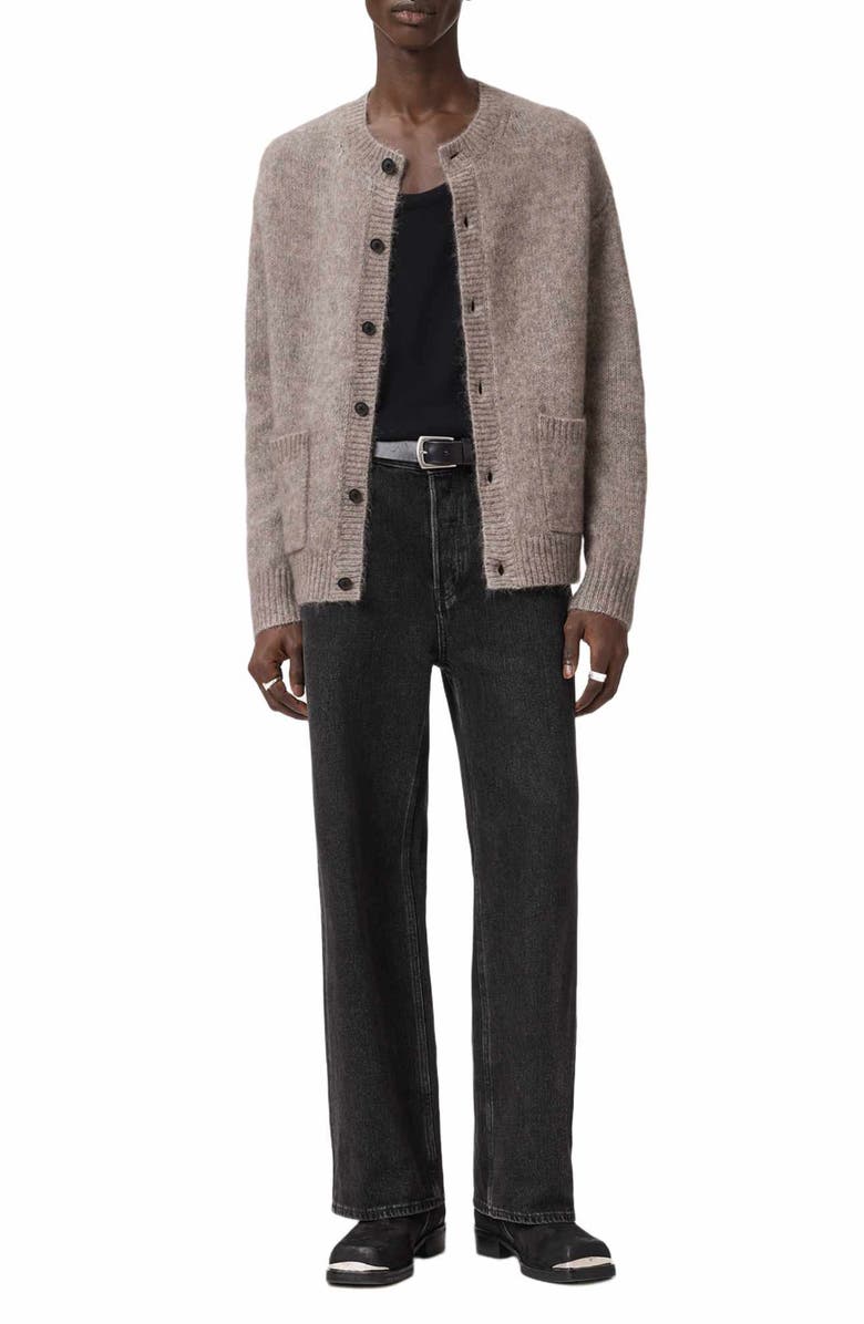 AllSaints Coby Wool & Mohair Blend Cardigan, Alternate, color, Oak Brown