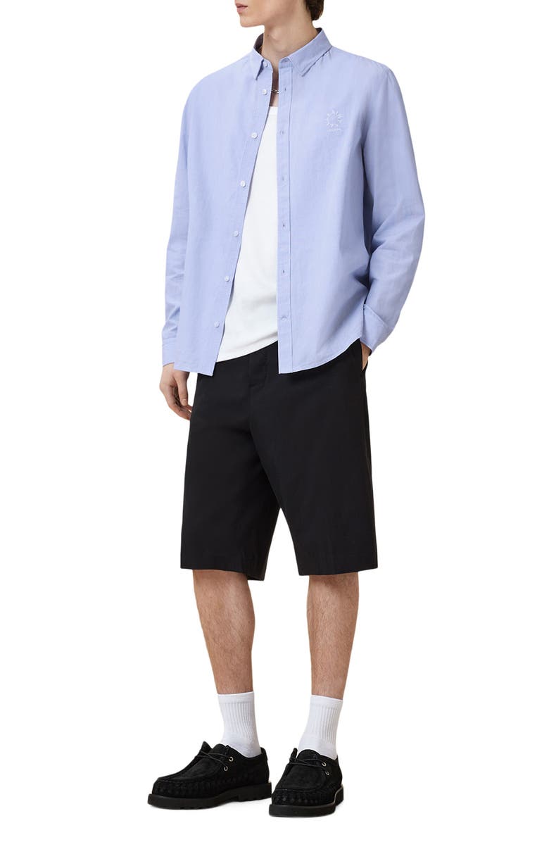 AllSaints Fletcher Pinstripe Cotton Button-Up Shirt, Alternate, color, 