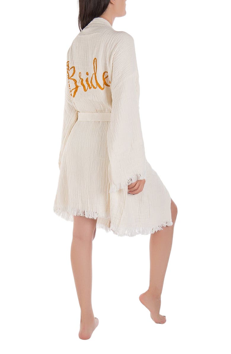 Forever & Always Shoes Thalassa Hande Bridal Short Robe Cover-Up, Alternate, color,