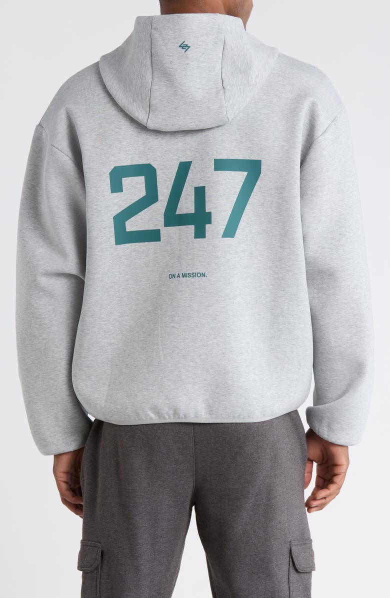 247 Numbers Zip Hoodie, Alternate, color, Grey Marl
