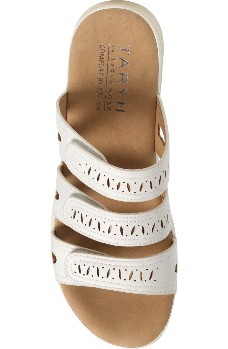 Taryn Rose Lasercut Slide Sandal, Alternate, color, White