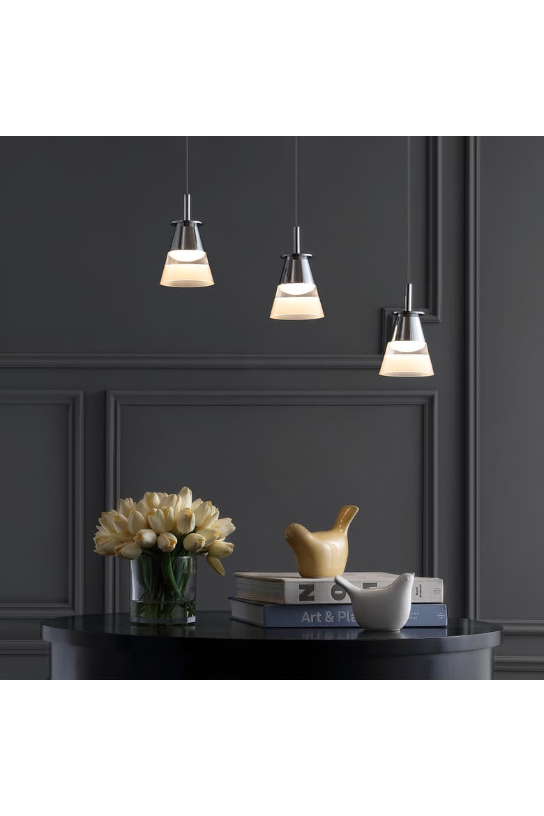 Alain 3-Light Adjustable Cascading Metal Integrated Linear LED Pendant, Alternate, color, Chrome/Clear