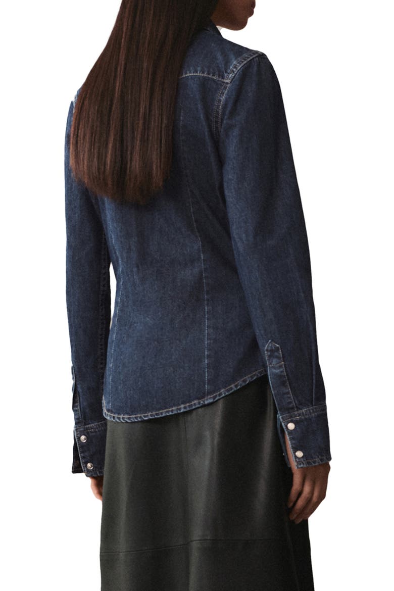 Western Denim Snap-Up Shirt, Alternate, color, DARK BLUE