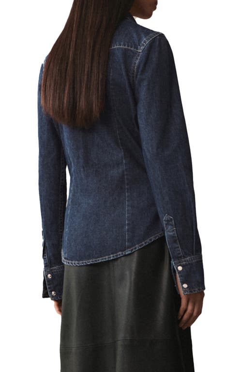 Mango Western Denim Snap-up Shirt In Blue