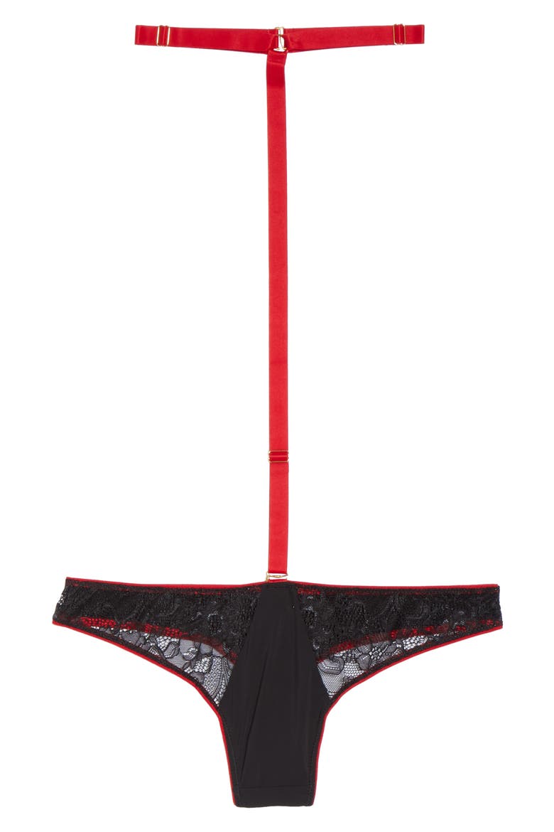 Armée des Sens Harness & Open Gusset Thong, Main, color, BLACK / RED / GOLD