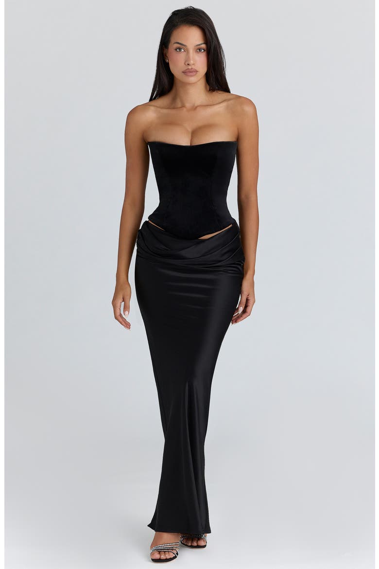 Omari Strapless Velvet Corset Top, Alternate, color, BLACK