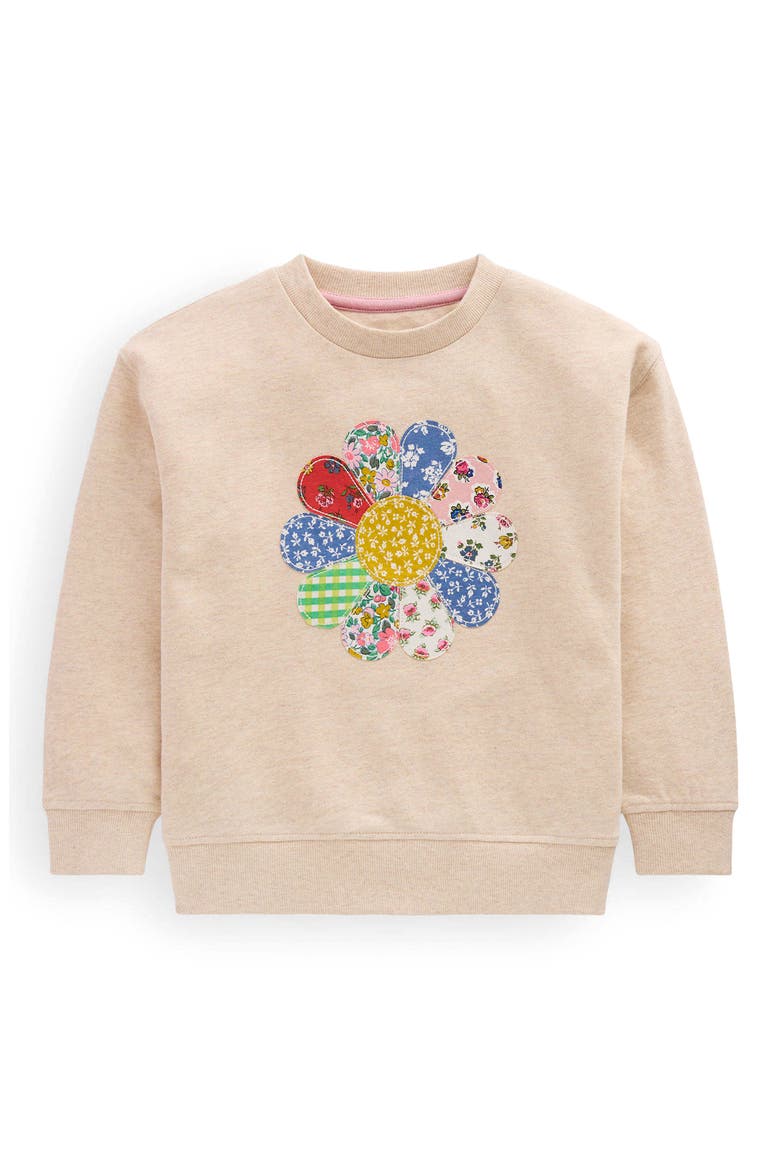 Kids' Patchwork Relaxed Sweatshirt, Main, color, OATMEAL MARL PATCHWORK FLORAL