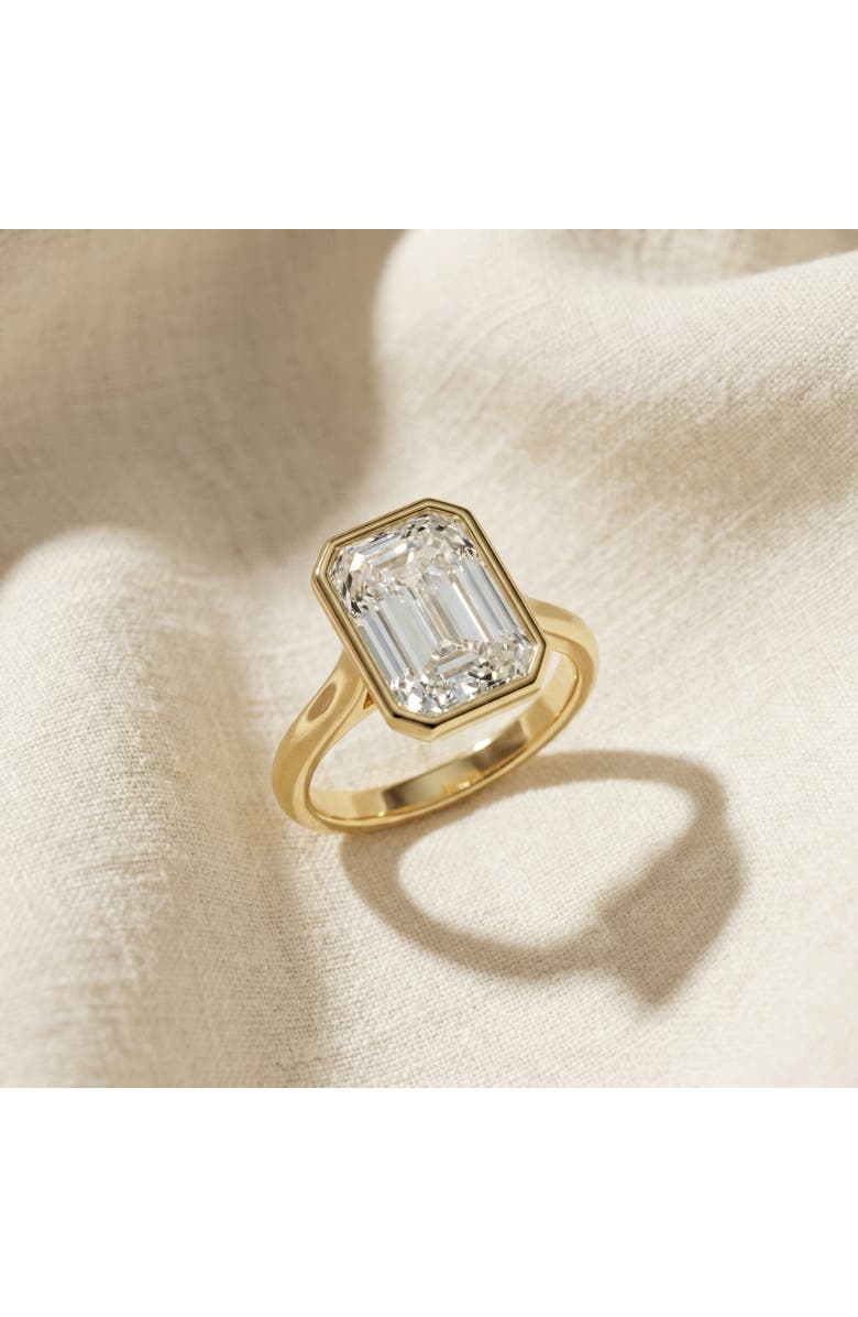 Bliss Diamond 3Ct Emerald Cut Bezel Solitaire Diamond Engagement Ring 14k Gold or Pt Lab Grown, Alternate, color, 14K White Gold
