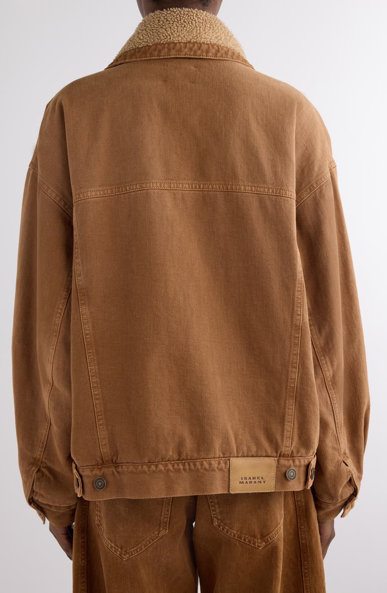 Isabel Marant Pimia Faux Shearling Lined Trucker Jacket, Alternate, color,