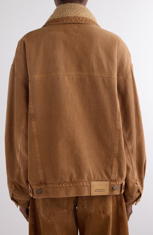 Isabel Marant Pimia Faux Shearling Lined Trucker Jacket In Brown