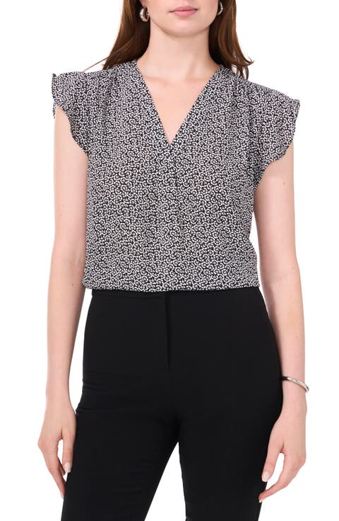 Print Flutter Sleeve Blouse