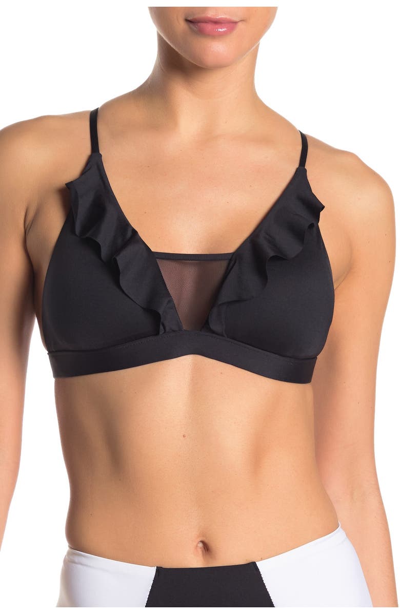 MOSSIMO Spell Bound Ruffle Mesh Cutout Bikini Top, Main, color,