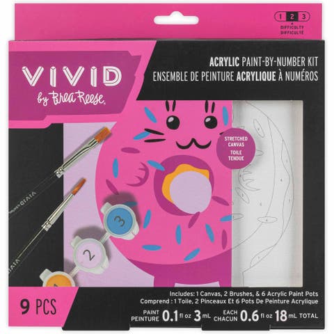 Acrylic Mini Paint By Number Kit, Kawaii Cat Donut, 6 x 6 Inches