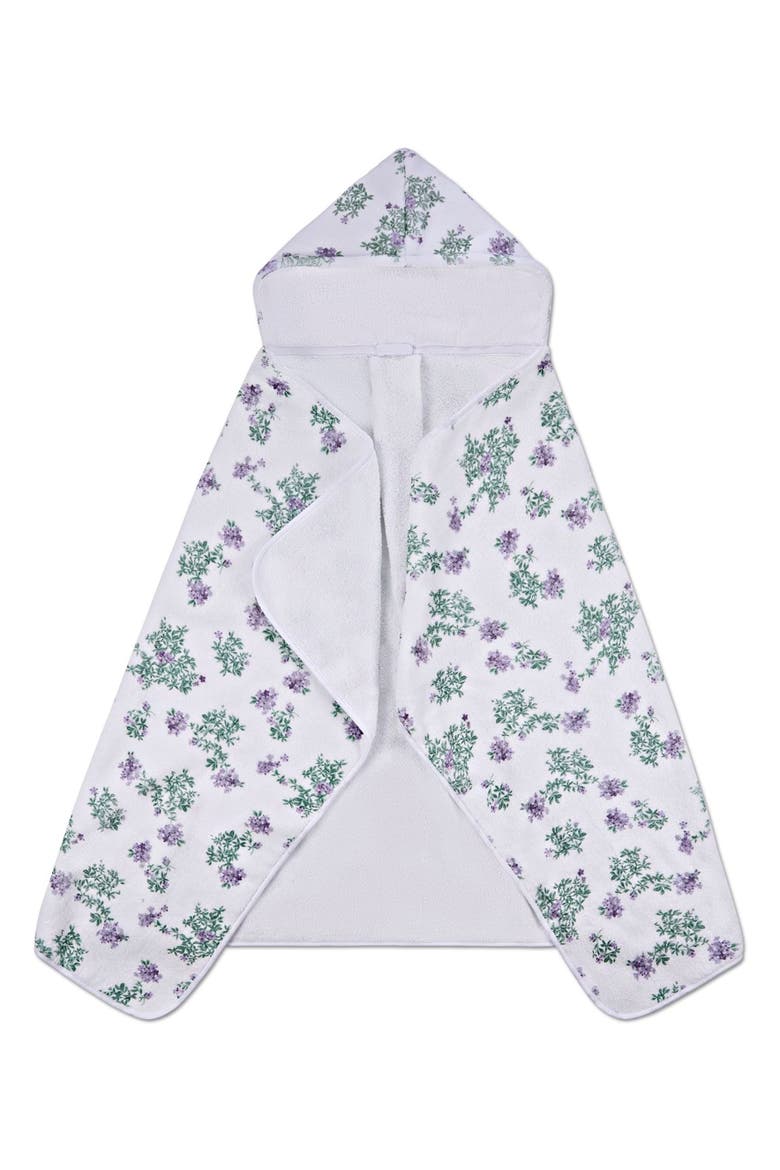 Baby Floral Cotton-Lined Hooded Towel, Alternate, color, White