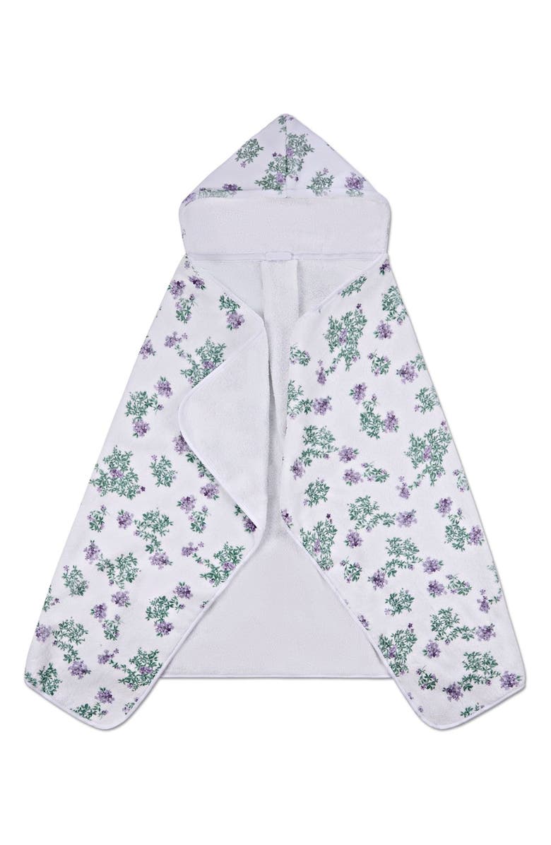 MiniMoi Baby Floral Cotton-Lined Hooded Towel, Alternate, color, White