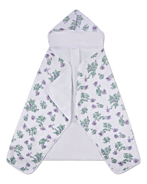 Minimoi Baby Floral Cotton-lined Hooded Towel In White